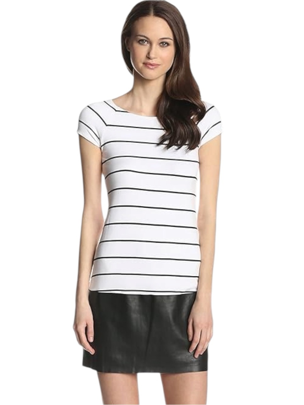 Bailey 44 DJ Baba Lorax White/Black Stripe Dress Faux Leather Trim (XS)
